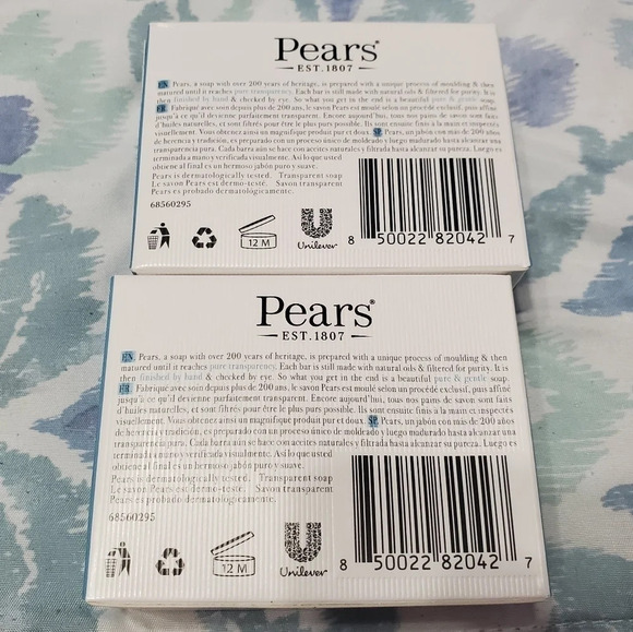 Pear's Transparent Soap Pure & Gentle With Mint Extracts Bundle of 2 Bars 3.53oz - Picture 2 of 3